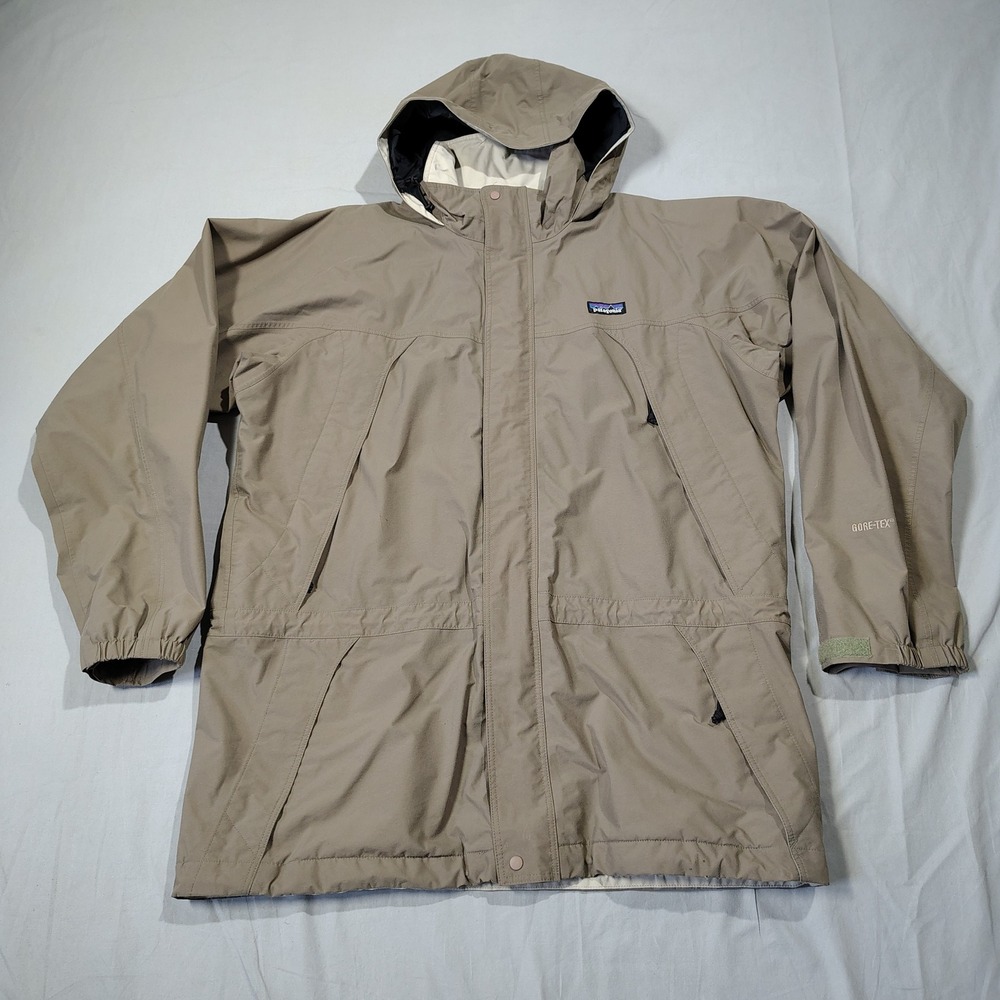 VINTAGE Patagonia Jacket Mens Large Tan Liquid Sky GoreTex Mountain Jacket 83590